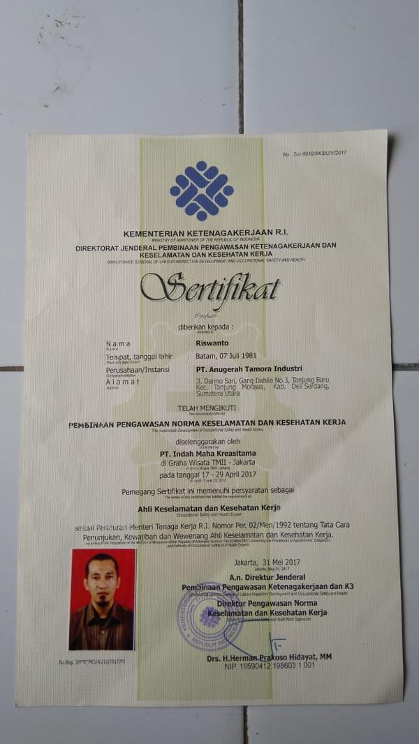 Contoh SBU yang berhasil diterbitkan Atrahdis