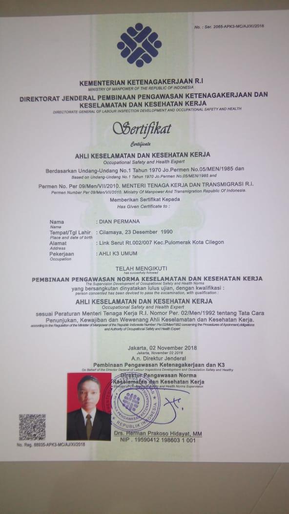 Contoh SBU yang berhasil diterbitkan Atrahdis