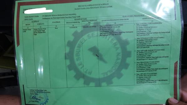 Contoh SBU yang berhasil diterbitkan Atrahdis