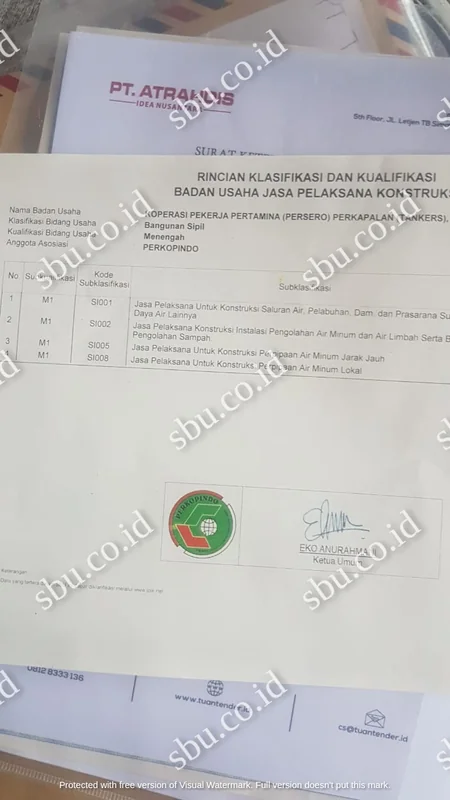 Sertifikat SBU Klien Atrahdis — SBU Besar